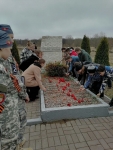 Возложение цветов к мемориалу в честь расстрелянных мирных жителей в д. Колодезное